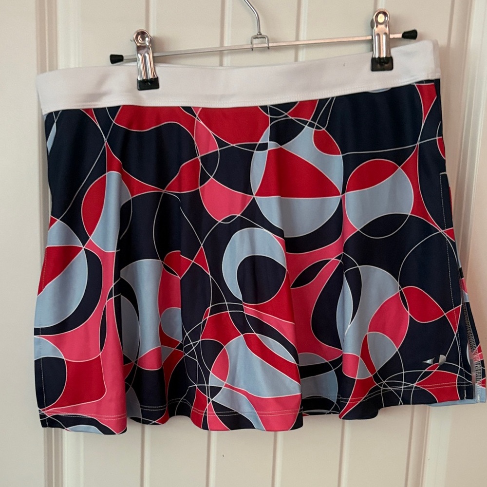 Grand Slam Pink and Blue Geometric Skater Skirt